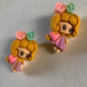 NWT. Handmade Pierced Earrings of Fancy Girls.  For ages 5 and up!